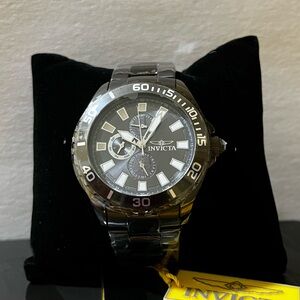 Invicta Silver and Black Chronograph Watch